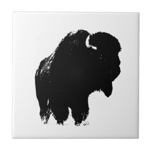 Azulejo De Cerâmica Bison Buffalo, Pop de Arte Negra