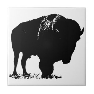 Azulejo De Cerâmica Bison Buffalo, Pop de Arte Negra