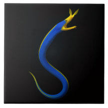Black 4 Luxe Tile with Blue Ribbon Eel