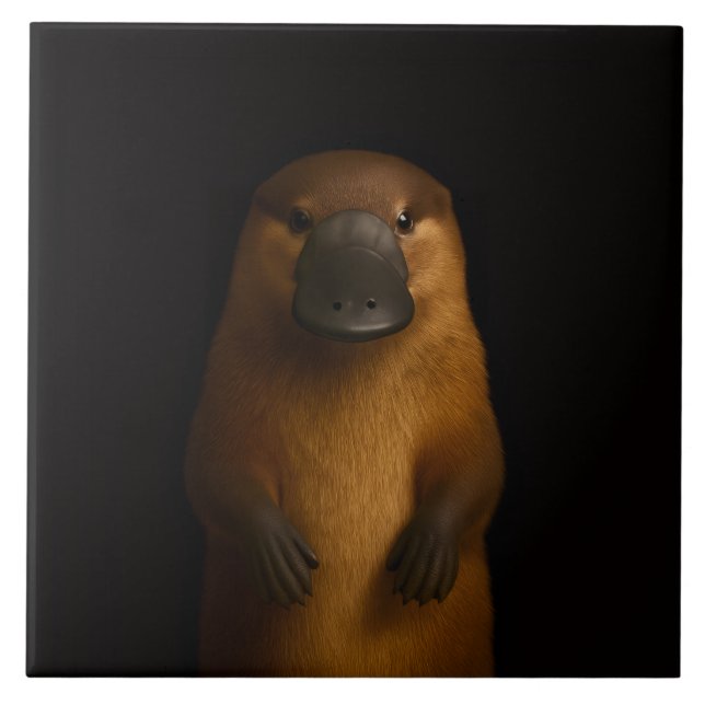 Azulejo De Cerâmica Black 4 Luxe Tile with Elegant Platypus (Frente)