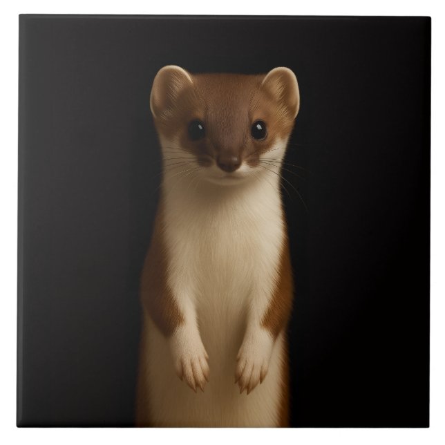 Azulejo De Cerâmica Black 4 Luxe Tile with Elegant Weasel (Frente)