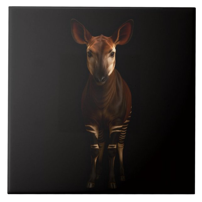 Azulejo De Cerâmica Black 4 Luxe Tile with Forest Okapi (Frente)