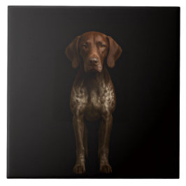 Azulejo De Cerâmica Black 4 Luxe Tile with German Pointer Dog