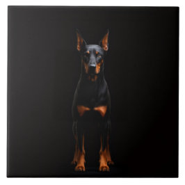Azulejo De Cerâmica Black 4 Luxe Tile with Guardian Doberman