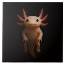Black 4 Luxe Tile with Mexican Axolotl