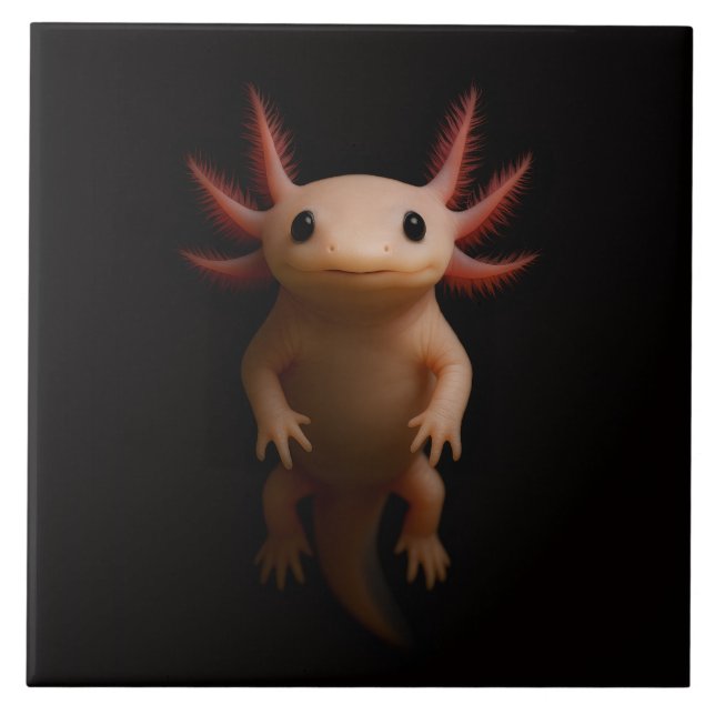 Azulejo De Cerâmica Black 4 Luxe Tile with Mexican Axolotl (Frente)