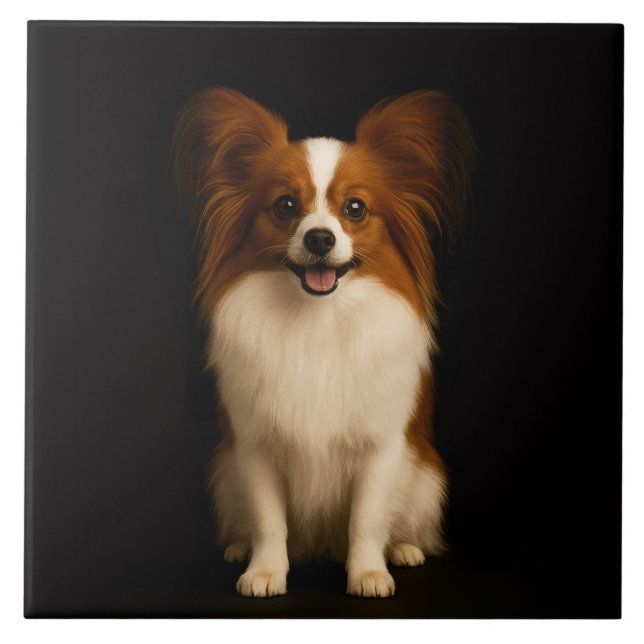 Azulejo De Cerâmica Black 4 Luxe Tile with Refined Toy Papillon (Frente)