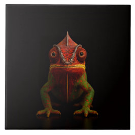 Azulejo De Cerâmica Black 4 Luxe Tile with tropical Panther Chameleon