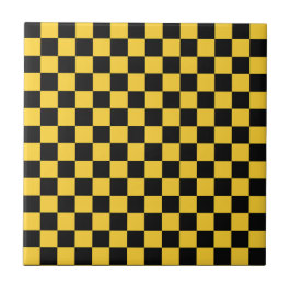 Azulejo De Cerâmica Black and gold checkerboard pattern