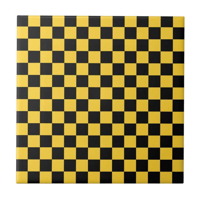 Azulejo De Cerâmica Black and gold checkerboard pattern (Frente)