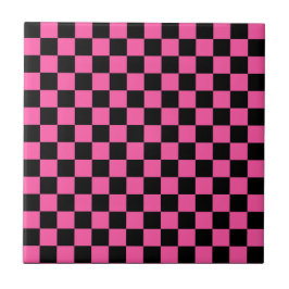 Azulejo De Cerâmica Black and pink checkerboard pattern