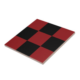 Azulejo de cerâmica Black and Red Check Modern