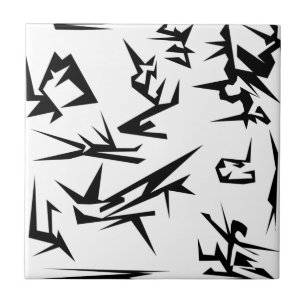 Azulejo De Cerâmica Black And White Abstrato Art Funky