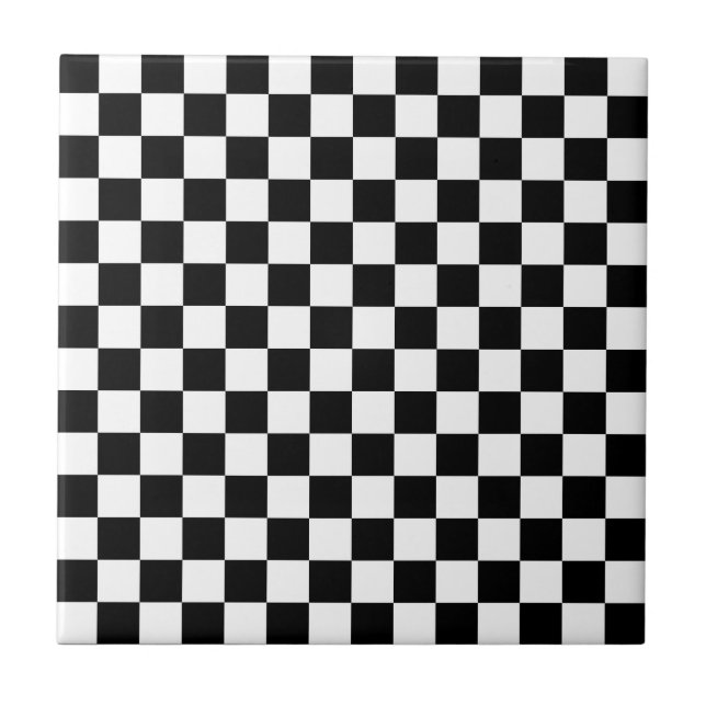 Azulejo De Cerâmica Black and white checkerboard pattern  (Frente)