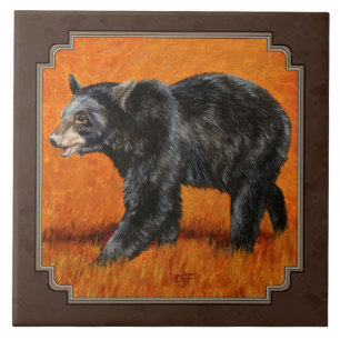 Azulejo De Cerâmica Black Bear Autumn Earth Brown