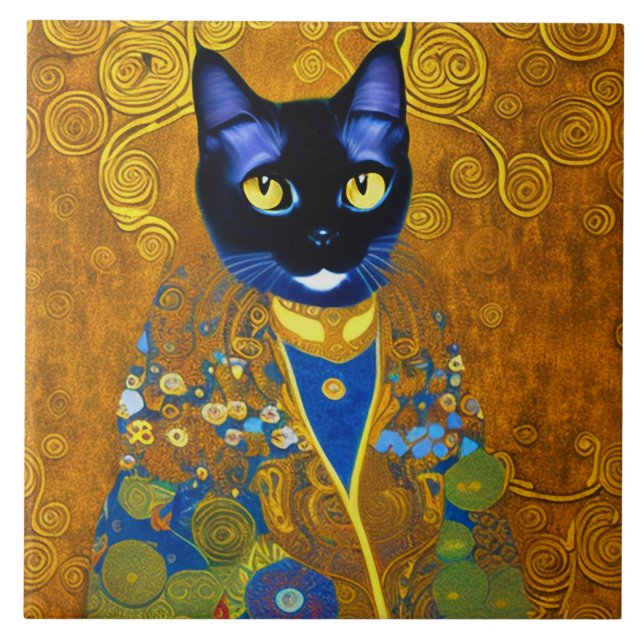 Azulejo De Cerâmica Black Cat in a Burnoose (Frente)