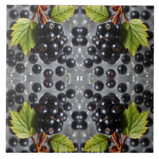 Azulejo De Cerâmica Black Currants Berries & Green Leaf Pattern
