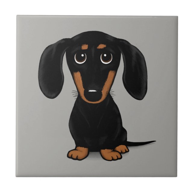 Azulejo De Cerâmica Black e Tan Dachshund, de curte curta (Frente)