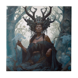 Azulejo De Cerâmica Black Fantasy Sorceress Magic Fantasy