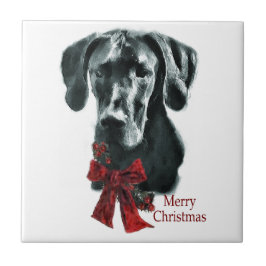 Azulejo De Cerâmica Black Great Dane Christmas