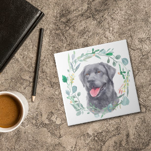 Azulejo De Cerâmica Black Labrador Retriever Dog Watercolor Wreath