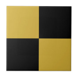 Azulejo De Cerâmica Black & Metallic Gold Square Box Stylish Pattern