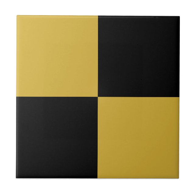 Azulejo De Cerâmica Black & Metallic Gold Square Box Stylish Pattern (Frente)