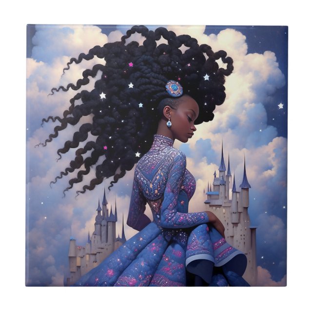 Azulejo De Cerâmica Black Princess Fantasy Art (Frente)