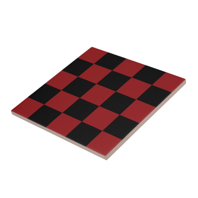 Azulejo De Cerâmica Black & Red Checked - Sport - (Lateral)