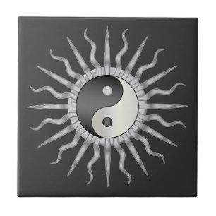 Azulejo De Cerâmica Black Starburst Yin Yang