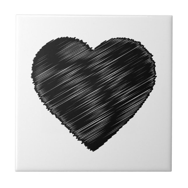 Azulejo De Cerâmica Black Strip Heart (Frente)