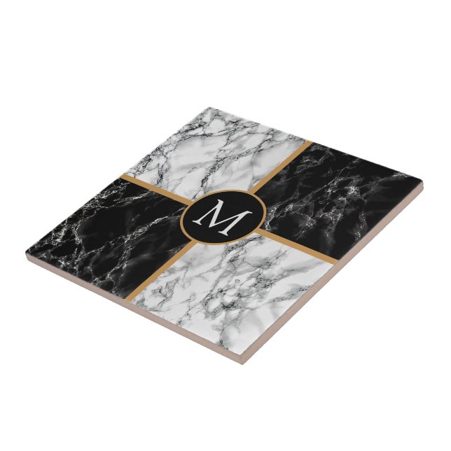 Azulejo de cerâmica Black White Marble Personaliza (Lateral)