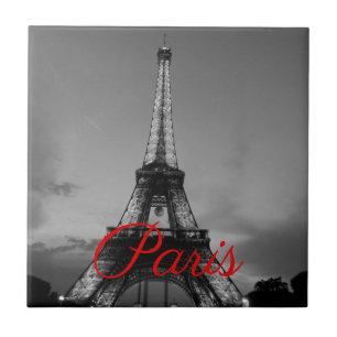 Azulejo De Cerâmica Black White Paris City Night Eiffel Torre Europeia