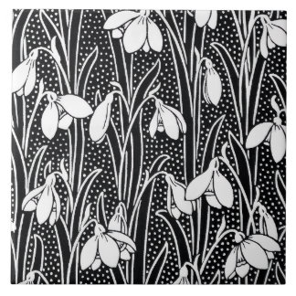 Azulejo De Cerâmica Black & White Snowdrop Pattern