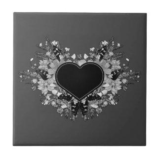 Azulejo De Cerâmica Black Wildflower Heart