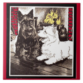 Azulejo De Cerâmica Blackie e Whitie pelo fogo