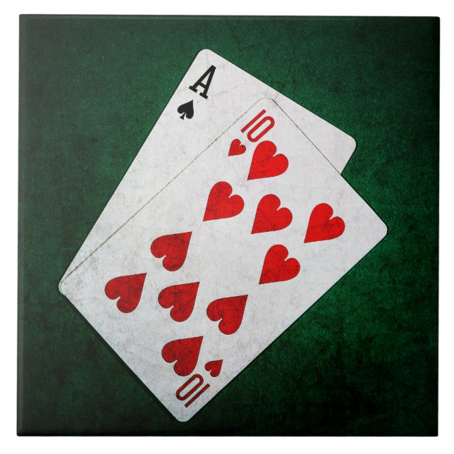 Azulejo De Cerâmica Blackjack 21 ponto - Ace, Dez (Frente)