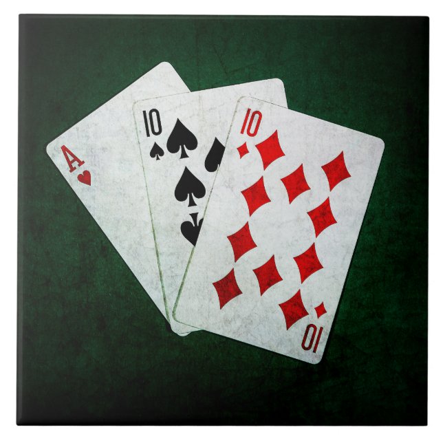 Azulejo De Cerâmica Blackjack 21 ponto - Ace, Dez, Dez (Frente)