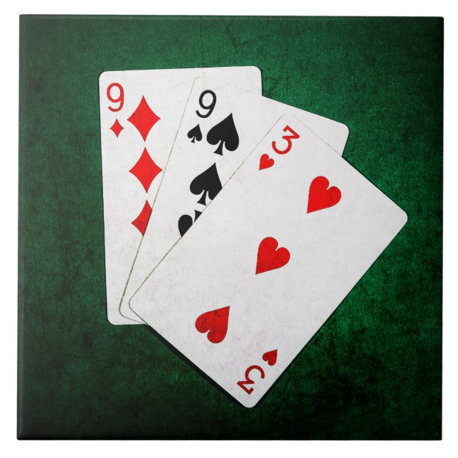 Azulejo De Cerâmica Blackjack 21 ponto - Nove, Nove, Três (Frente)