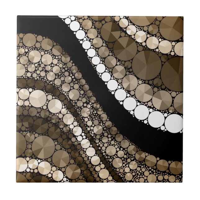 Azulejo De Cerâmica Bling abstrato louco Brown e creme (Frente)