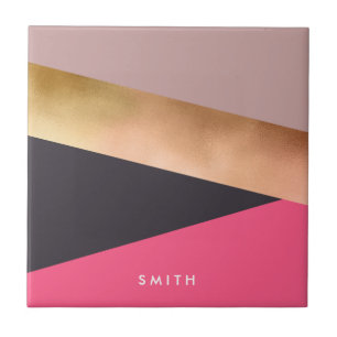 Azulejo De Cerâmica bloco cinzento da cor do rosa cor-de-rosa elegante