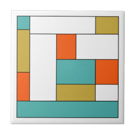 Azulejo De Cerâmica Bloco de Cor Dourada Laranja Azul Aqua