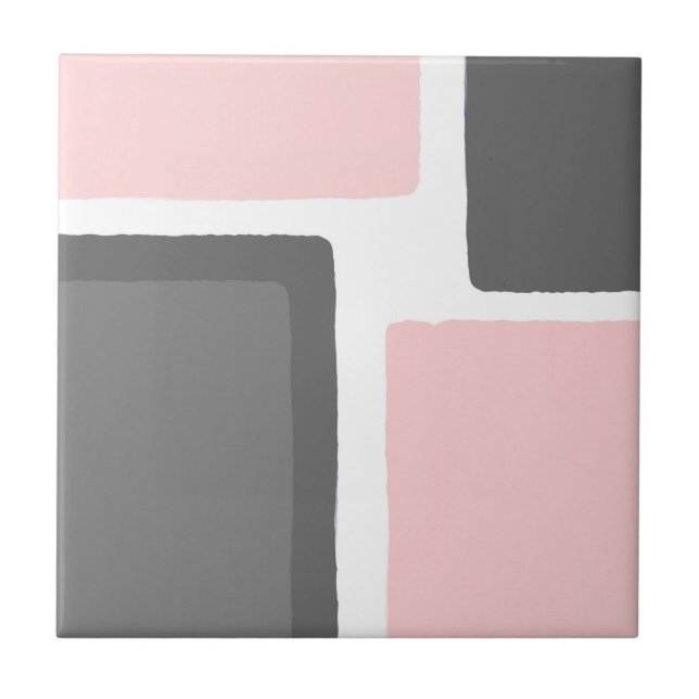 Azulejo De Cerâmica Bloco de cor Mínimo de Blush e Cinza (Frente)