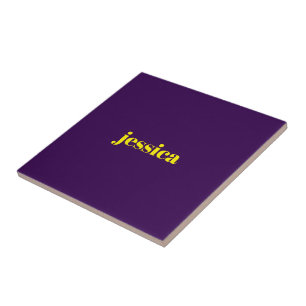 Azulejo De Cerâmica Bloco de cor nome personalizado minimalista
