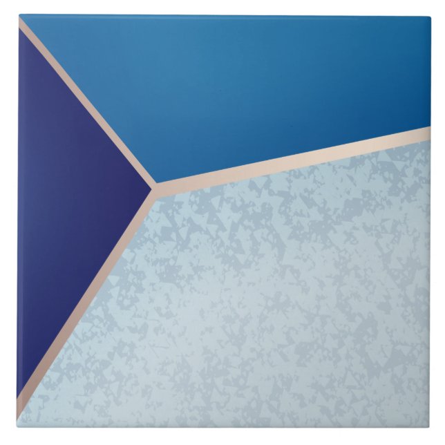 Azulejo De Cerâmica Bloco de cores azul e Dourado do marinho (Frente)