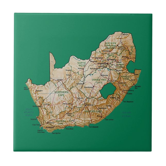 Azulejo De Cerâmica Bloco de Mapa da África do Sul (Frente)