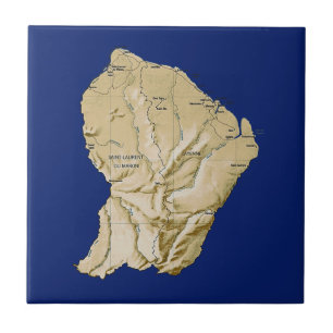 Azulejo De Cerâmica Bloco de Mapa da Guiana Francesa
