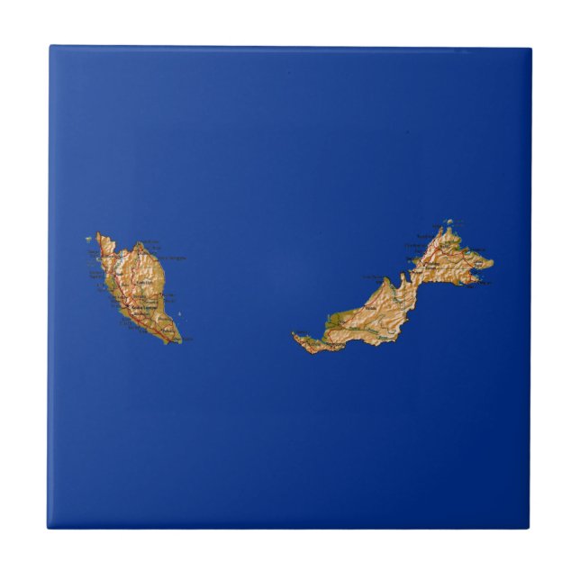 Azulejo De Cerâmica Bloco de Mapa da Malásia (Frente)