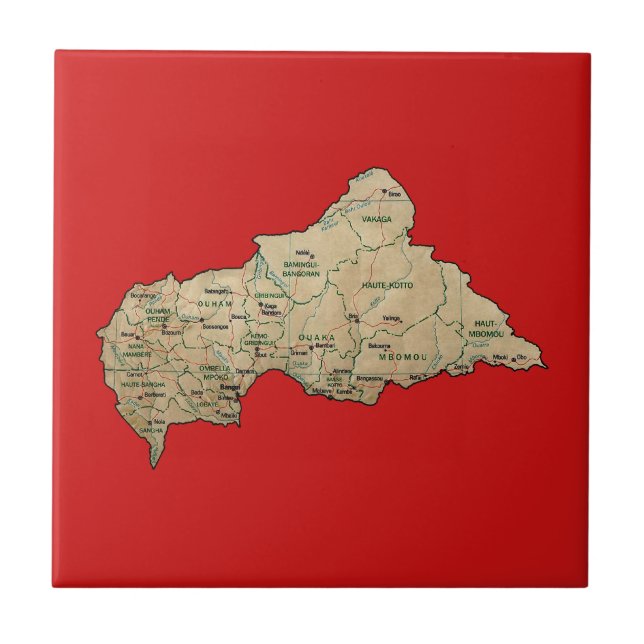 Azulejo De Cerâmica Bloco de Mapa da República Centro-Africana (Frente)