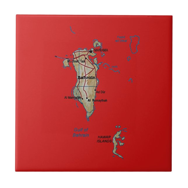 Azulejo De Cerâmica Bloco de Mapa do Bahrein (Frente)